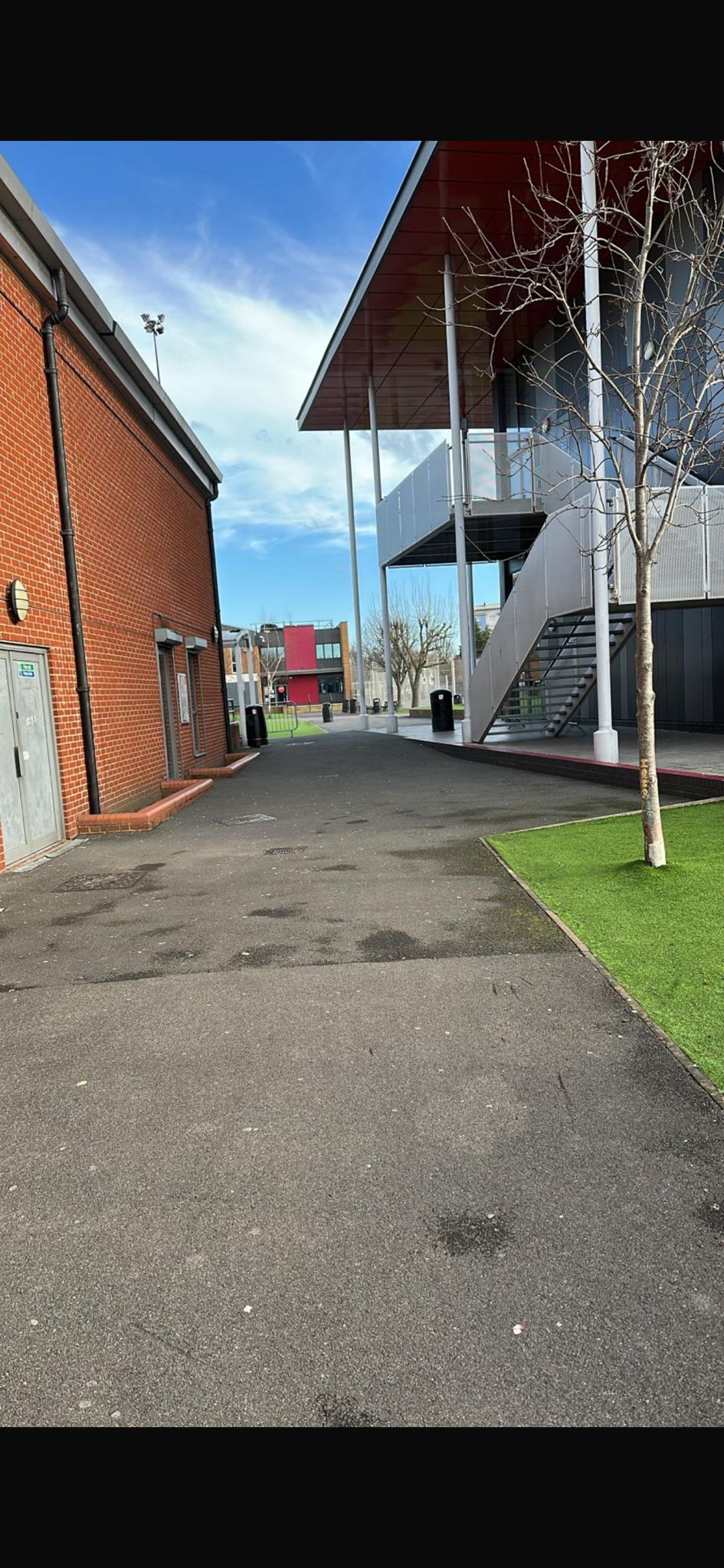 Pathway from car park towards Eastlea sports centre entrance
